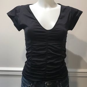 Liz Manelli gathered v- neck. T- shirt